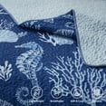 thumbnail image 6 of Coastal Quilt Set Full/Queen Size - Lightweight Microfiber Reversible Bedspread, 90''x98'', Navy, Includes 2 Shams, 6 of 7