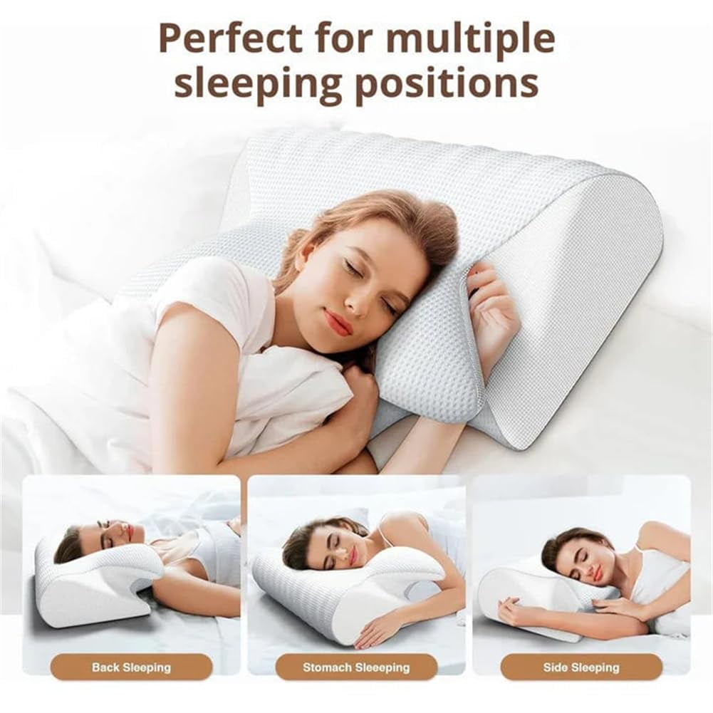 Migraine Pillow - Stop Migraines at The Source, Cervical Migraine Neck Pillow, Ergonomic Contour Support Pillow with Adaptive Foam for Stays Supportive, During The Night (Gray)