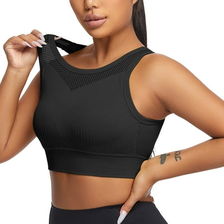 Fsqjgq Womens Underwear Strapless Bras for Women Front Closure Bras Sports Bras Strappy Padded Medium Support Yoga Bra Workout Bra Workout Tops Bandeau Push Up Bras Back-Smoothing Underwire Bras