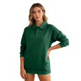thumbnail image 2 of Stralyhd Women's Casual Polo Neck Sweatshirt Long Sleeve Button Pullover Tops Fall Fashion Outfits Clothes with Pockets Dark Green M, 2 of 5