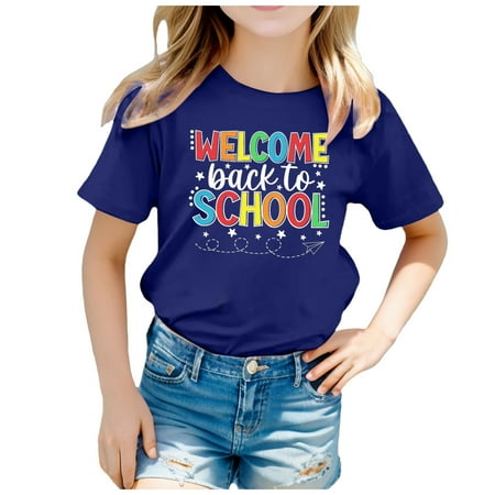 

Kid Back To School Season Cute Graphic Print Round Neck Short Sleeve Tee Summer Casual T Shirt