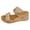Khaki, variant on Platform Sandals for Women Open Toe Cork Wedges Retro Studded Double Band Antislip Slides Slip on Dress Shoes Black Size 9.5