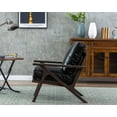 thumbnail image 3 of Guyou Black Faux Leather Accent Chair Armchair, Mid Century Arm Chair with Detachable Cushion, Modern Single Lounge Chair with Wood Frame for Living Room Bedroom Housting Room, Black, 3 of 10