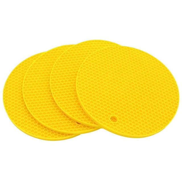 DAMAIE 4pcs Silicone Mat for Hot Pots and Pads, Multipurpose Hot Pot Holders, Heat Resistant Counter Mats for Hot Dishes, Drying Mats, Spoon Rest and Large Coasters