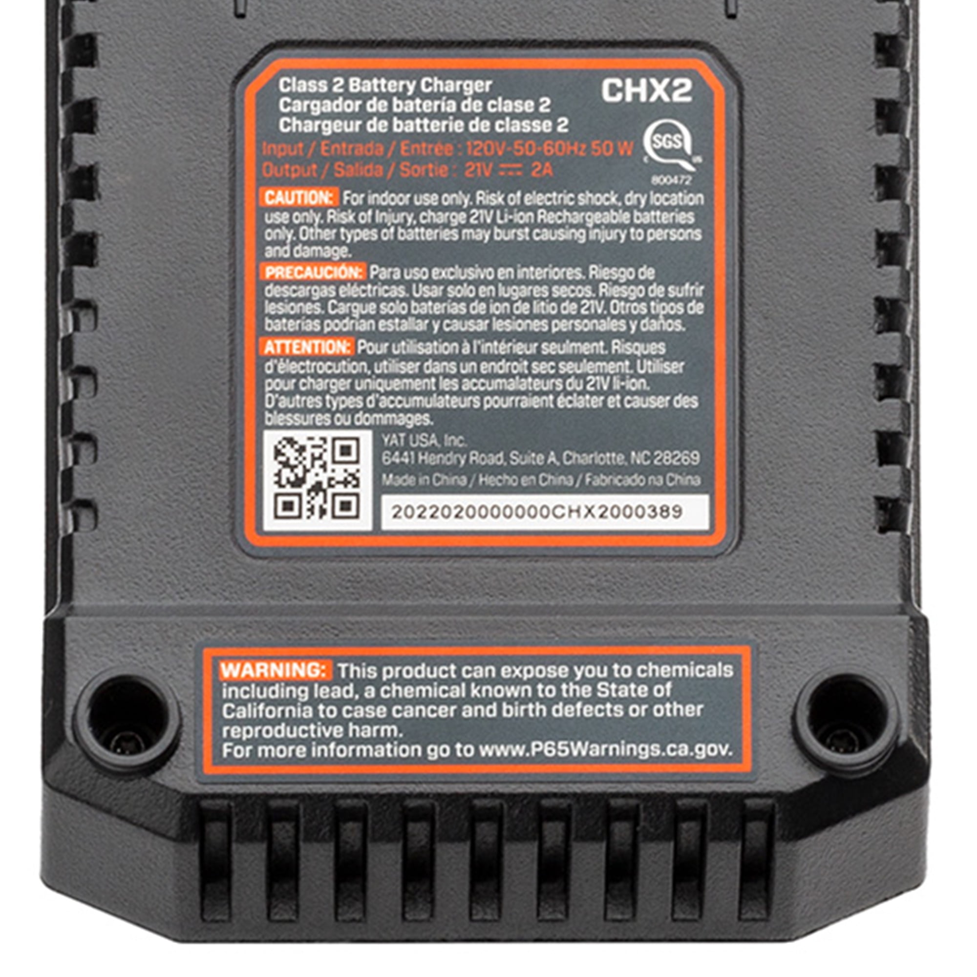 Senix Cordless Lithium-ion Battery Pack Charger With Light Indicator And Wall Mount, 20V Max