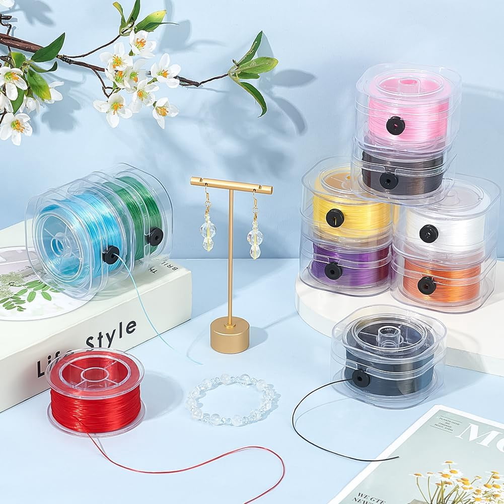 PH 1000 Yards 0.8mm Stretchy Bracelet Strings 10 Colors Elastic String Thread Jewelry Thread Beads Cord String with Organizing Cases for Jewelry Making Beading and Crafts 10 Rolls colorful