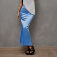 thumbnail image 2 of Ahuyic Womens Casual Dress,Womens Plus Size Dress,Womens Solid Color Satin Fishtail Elegant And Comfortable Summer Skirt,Sky Blue,XL, 2 of 5