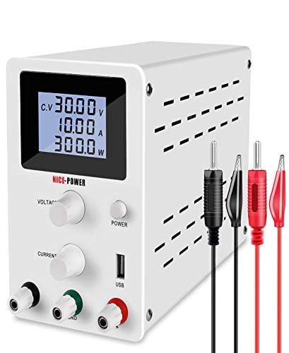 Adjustable DC Power Supply 0-30V, 0-10A Variable Bench Power Supply 