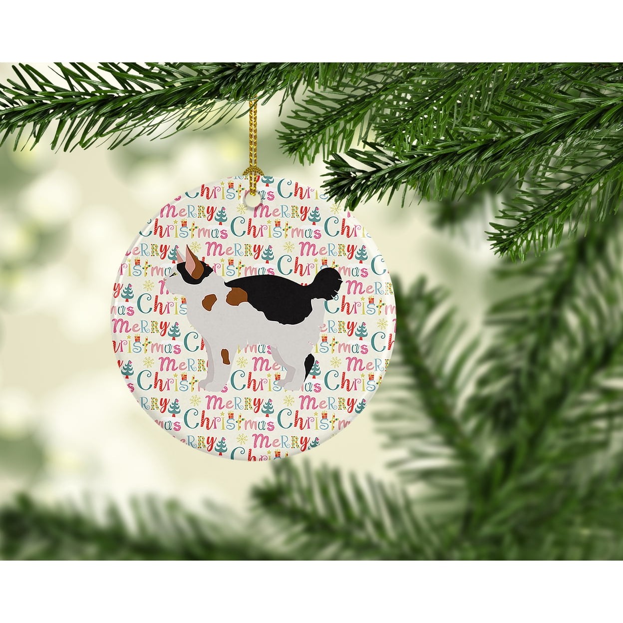 Manx #3 Cat Christmas Ceramic Ornament 2.8 in x 2.8 in