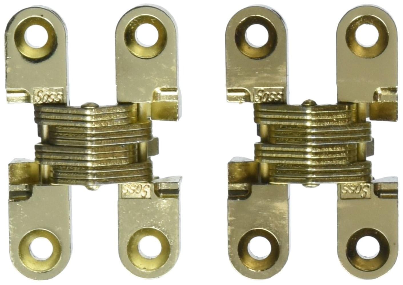 SOSS 101 Zinc Invisible Hinge with Holes for Wood or Metal Applications Mortise Mounting Satin Nickel Exterior Finish Pack of 2