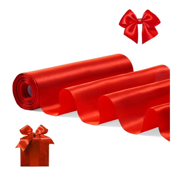 Cinta Decorativa FAKILO de Satén 25 cm x 20 m Roja