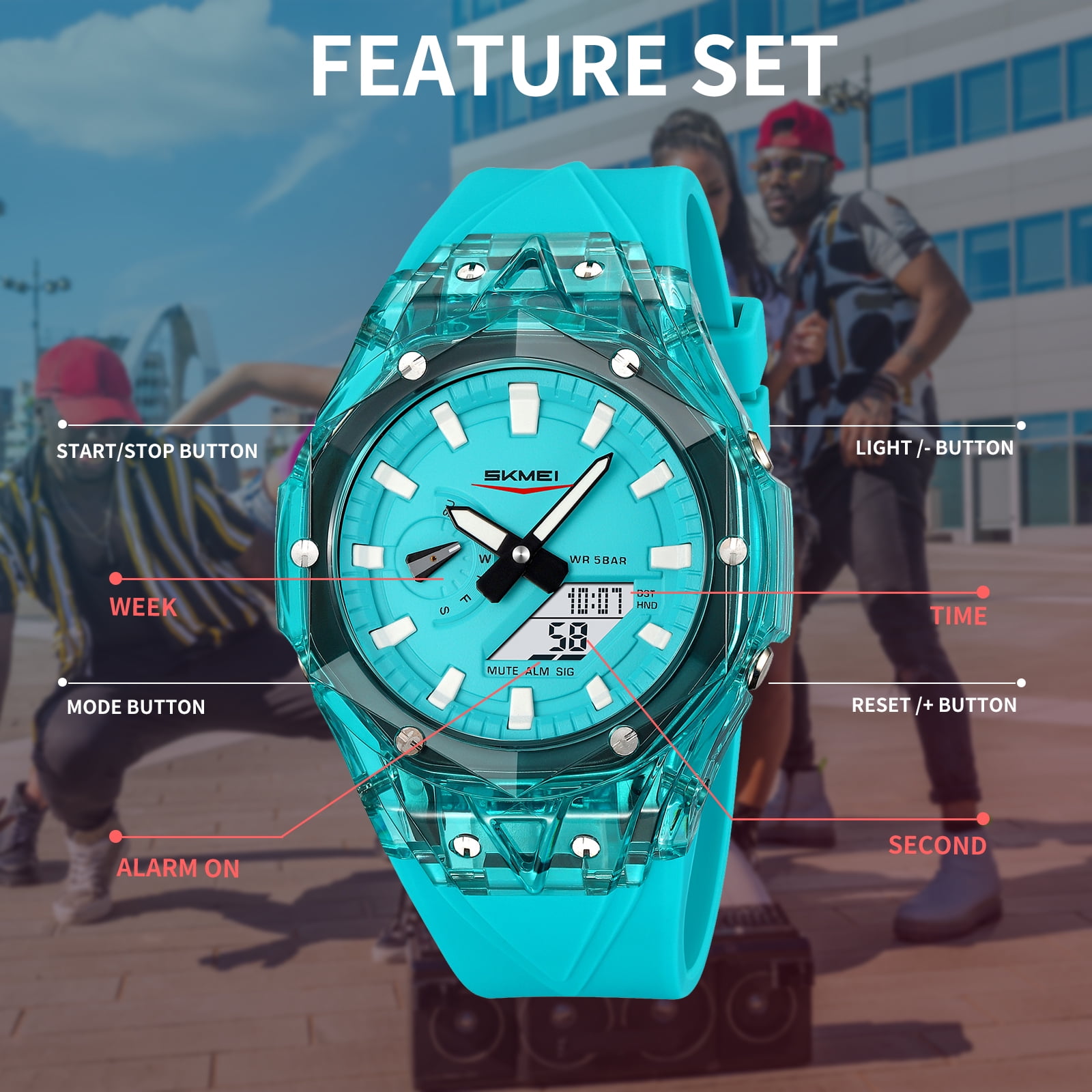 SKMEI Mens Digital Watch Sports Military Multifunctional Watches Waterproof Outdoor Chronograph Wrist Watches for Men with LED Back Ligh/Alarm/Date