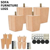 Miuline 4Pcs Wood Furniture Legs,Sofa Legs Solid Wood Square Walnut M8 Replacement Bun Feet for Couch Sofa Armchair