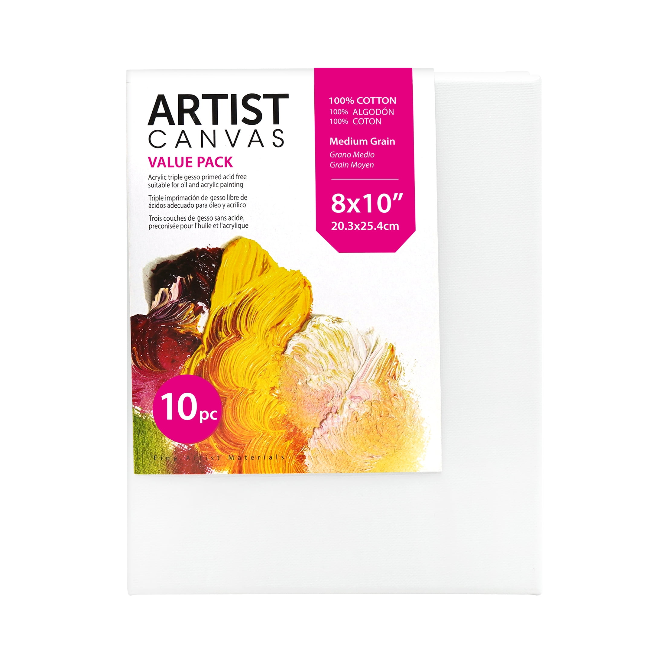 Artist Stretched Canvas, 100% Cotton Acid Free White Canvas, 18X24, 2  Pieces