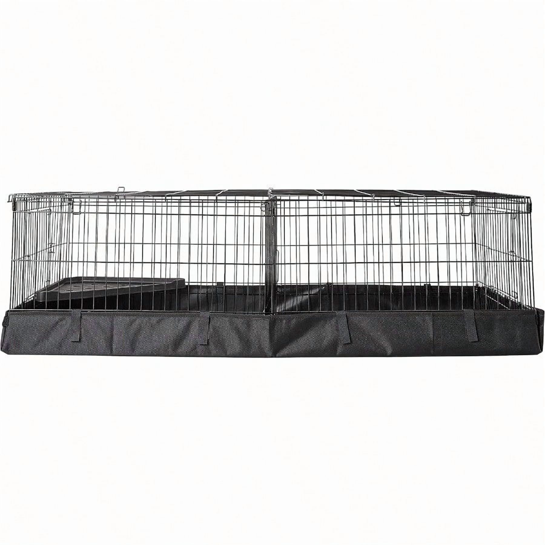 Leakproof Canvas Bottom Guinea Pig Pet Cage with Divider Set Black 47.6L x 24.2W x 14.0H
