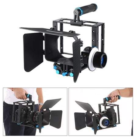 Aluminum Alloy DSLR Video Film Movie Making Kit with Camera Cage Top Handle Grip 15mm Rod Set Matte Box Follow Focus for DSLR Cameras