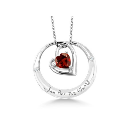Face Garnet 925 Silver Pendant - 925 Sterling Silver