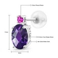 thumbnail image 5 of Gem Stone King 14k White Gold Purple Amethyst and Pink Sapphire Earrings for Women (2.16Cttw, GemstoneFebruary Birthstone, Oval Checkerboard 8X6MM, Round 2.5MM), 5 of 5