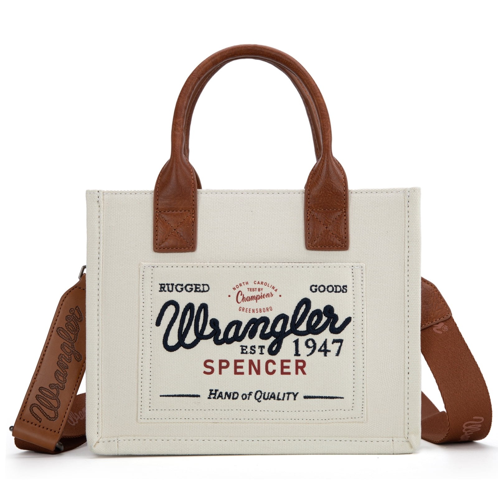 Wrangler Tote Bag for Women Retro Canvas Top Handle Purses and Handbags, Beige
