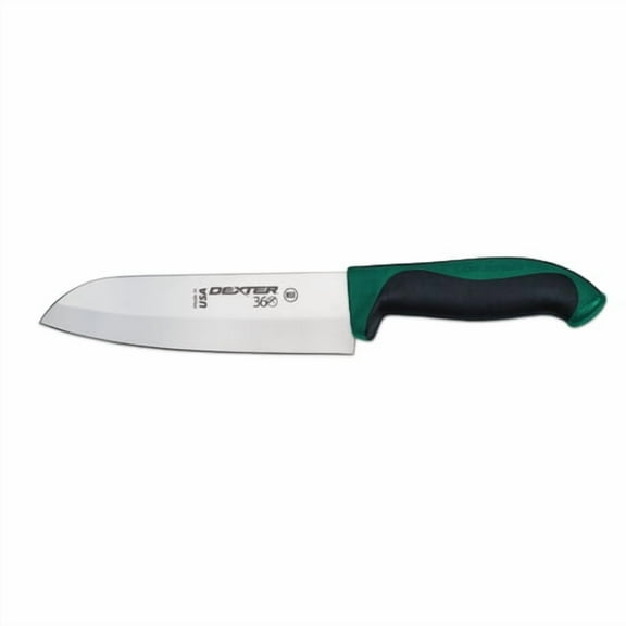 Dexter Russell S360-7G-PCP Dexter 360 (36004G) Santoku Knife, 7", stamped, straight edge, DEXSTEEL stain free, high carbon steel, polypropylene/Santoprene handle, green, NSF​‌​‍​​‌‌​‌‌‍​​‌‌​‌