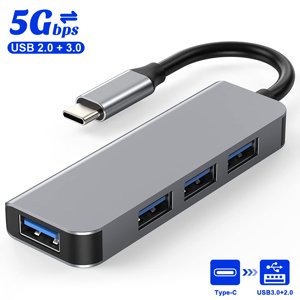 USB C Hub, Aluminum USB C to USB Hub with 4 USB 3.0 Ports for MacBook Pro/Air, iPad Pro, Chromebook, XPS and More