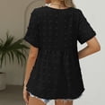 thumbnail image 3 of Defitshape Women's Summer Bouse Chiffon V Neck Short Sleeve Summer Chiffon Pleated Loose Fashion Top Black Large, 3 of 4