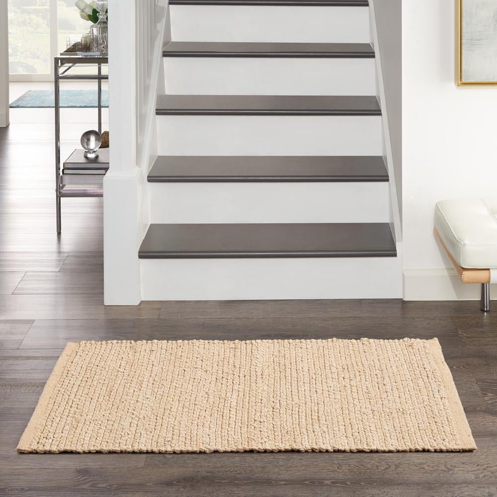 Nourison Natural Jute Solid Bleached 2' x 3' Area Rug (2x3)