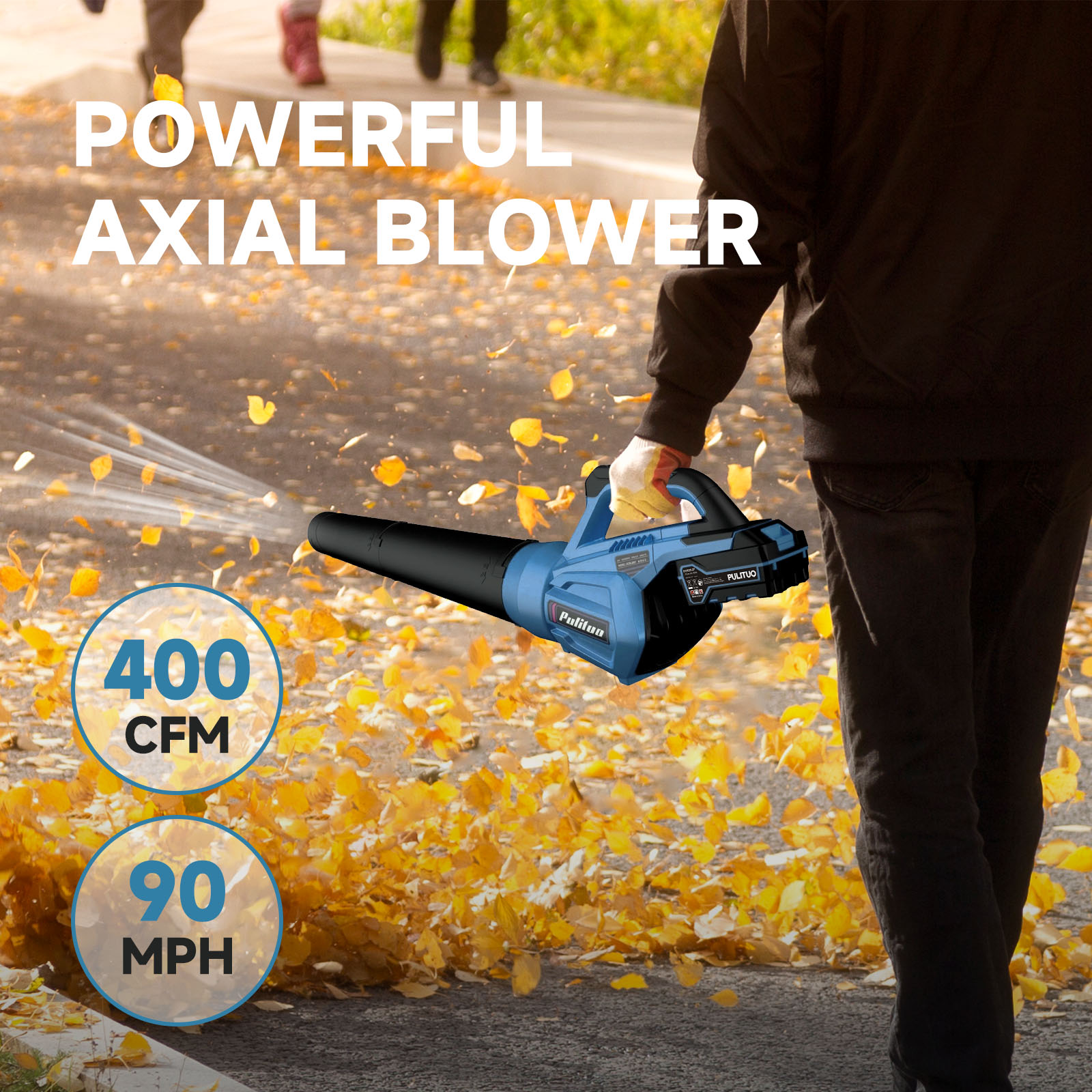 Pulituo 20V Cordless Leaf Blower with 4.0Ah Battery, 400 CFM photo 6
