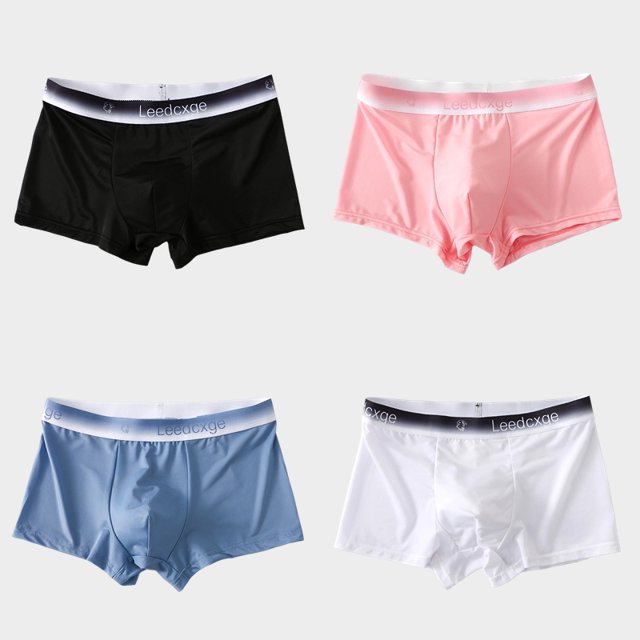 Summer Men Boxers Ice Silk Seamless Panties Ultra-thin Gradient Color Underpants Breathable 4 PCS Set Slip Silk Panties Men 5 XXXL