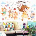 thumbnail image 2 of Un conjunto de pegatinas de pared con lindas niñas y gatos, decoración de pared., 2 of 5