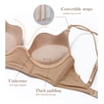 thumbnail image 4 of Exerin Women's Backless Bra Underwire Push Up Padded Plunge Convertible Low Back Bras,36D, 4 of 6