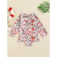 thumbnail image 4 of Gzhioc Girls Casual Cute Swimwear, Heart/ Flower Print Round Neck Long Sleeve One-piece Bathing Suit, White/ Red/ Orange, 4 of 8
