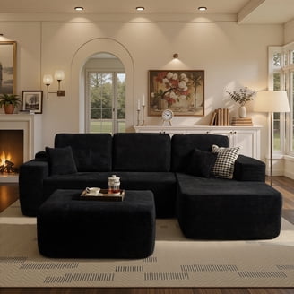 Ktaxon Plush Furniture Modern 3 Seat Mid Century Fabric Sofa with