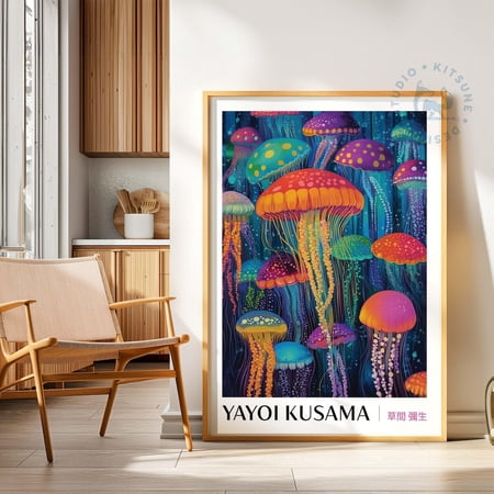 Yayoi Kusama Jellyfish Art Abstract Ocean Art, Unframed Paper Print Size 8x12