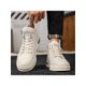 thumbnail image 1 of Men's Imitation Fur Lined British Style Pu Leather Work Shoes, Retro Versatile Ankle Boots, Durable & Casual, High Top With Korean Fashionable Style,, 1 of 4