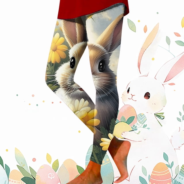 WILLBEST Pantalones de Yoga Con Estampado Floral de Pascua Para Mujer, Leggings Elásticos y Cómodos Para Hacer Ejercicio y Hacer Ejercicio de Forma Informal. Chica