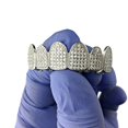 thumbnail image 4 of Real 925 Sterling Silver Grillz CZ Micro Pave Bling Pre-Made Top Teeth Hip Hop Grills, 4 of 8