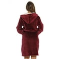 thumbnail image 2 of Just Love Women's Hooded Velour Robe with Lined Hood and Pockets (Burgundy, 1X), 2 of 3