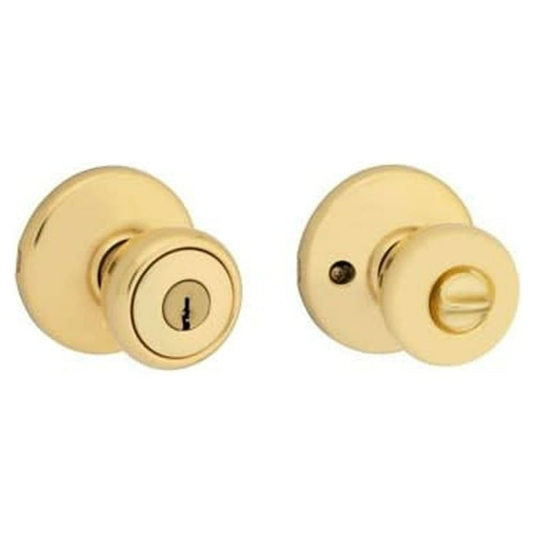 Kwikset Tylo Polished Brass Entry Knobs ANSI/BHMA Grade 3 1-3/4 in.