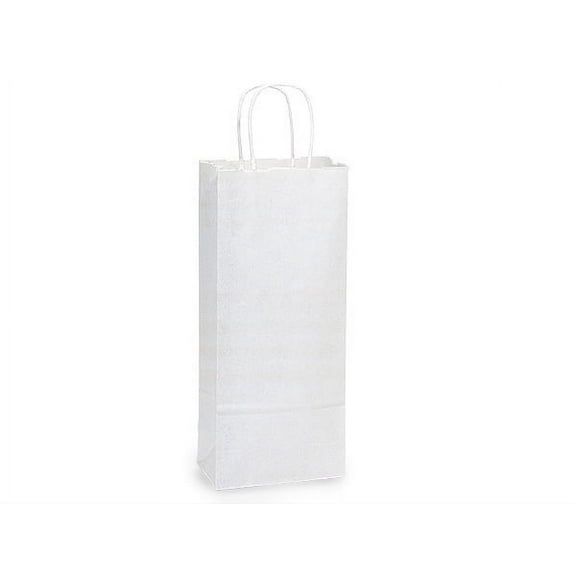 Pack Of 250, Solid Wine White Kraft Paper Bags 5.5 X 3.25 X 13"W/Edge Tops & Sturdy Paper Twisted Handles