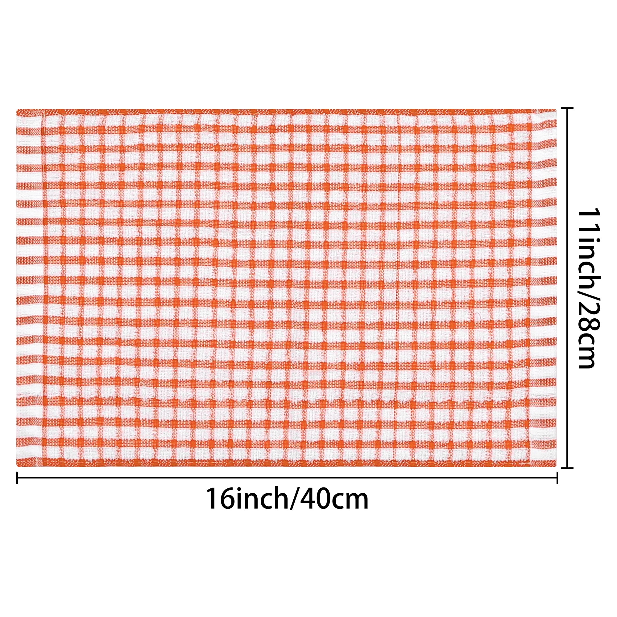 Unique Bargains Cotton Checkered Kitchen Dish Cloth Washable,11" x 16" Orange/Pink 12 Pack