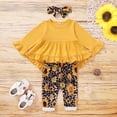 thumbnail image 3 of Baby Girl Clothes Toddler Girl Sunflower Outfit Ruffle Sleeve Shirt Floral Pant Set Fall Winter Clothing for Girl 18-24 Months, 3 of 8