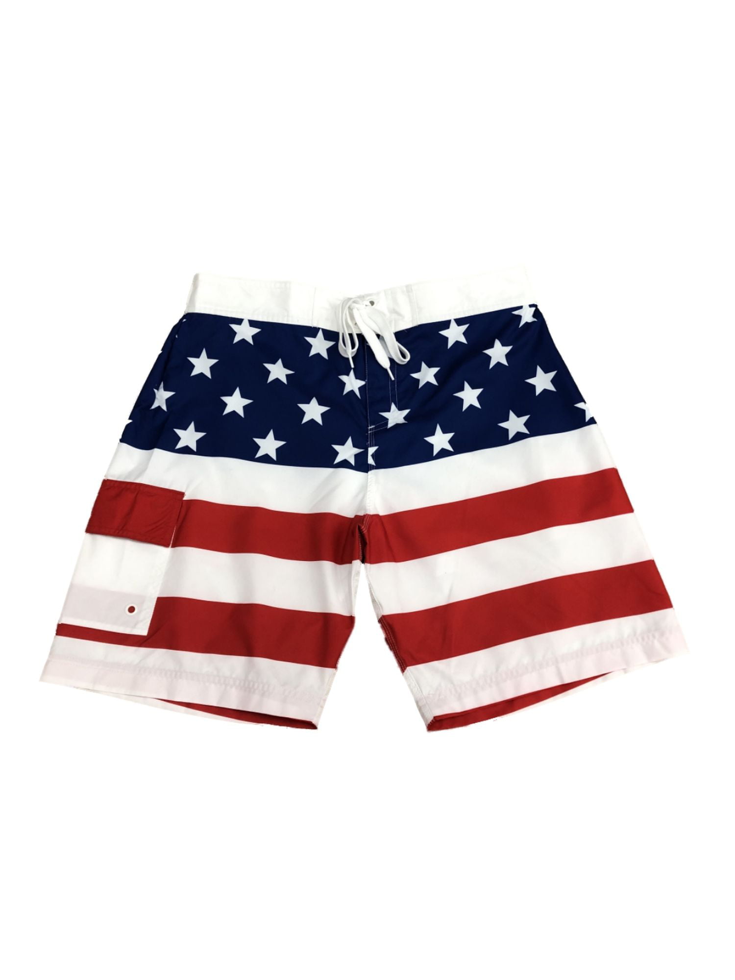 NEW American USA Shorts Stars Flag RED White Blue Sizes S-2X Drawstrings Elastic 