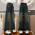 thumbnail image 2 of Girls Jeans Denim Elastic Wasit Wide Leg Denim Pants Girls Jeans for Toddler Girls 6-7 Years Cute&nbsp;Girl&nbsp;Clothing, 2 of 9