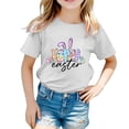 thumbnail image 1 of LUOGENLI T-Shirt pour Filles, Mignon Graphique de Pâques, Col Rond, Manches Courtes, T-Shirt d'Été Décontracté, Maxi, Blanc, 2-3 Ans, 1 of 4