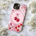 thumbnail image 5 of Pink Cherry & Bow Heart Pattern Phone Case, Romantic Aesthetic Art Cover, Protective Case for iPhone 17 16 15 14 13 12 11 Plus Pro Max Mini, 5 of 6