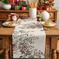 thumbnail image 4 of Table Runner 13x90in Inches Long, Farm Red Berries Green Leaves Watercolor BotanicalLinen Washable Dresser Scarf Retro LinenKitchen Dinning Tablerunners for Holiday/Party/Wedding/Home Tables Decor, 4 of 9