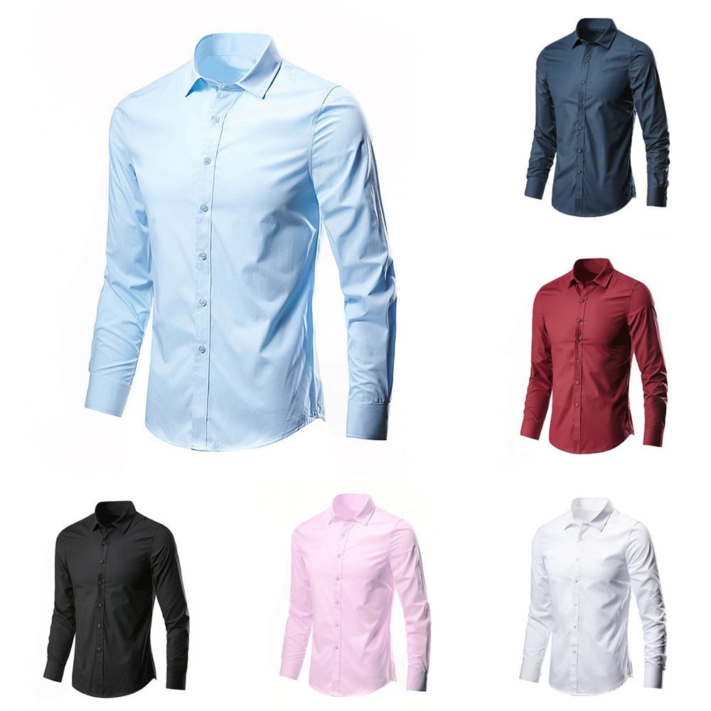Dbutiy Men's Long Sleeve Dress Shirt - Wrinkle Free, Button Down, Casual & Business Slim Fit Shirt - View #4
