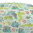 thumbnail image 3 of Crocodile Pouf Cover with Zipper, Composition of Funny Exotic Plantation and Smiling Crawling Creatures, Soft Decorative Fabric Unstuffed Case, 30" W X 17.3" L, Pale Green Multicolor, by Ambesonne, 3 of 5