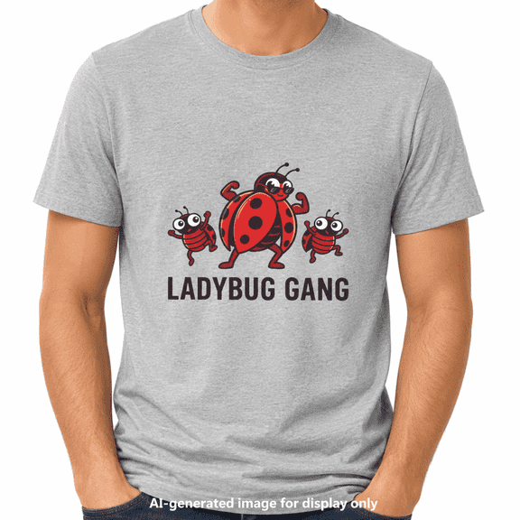 Ladybug Gang Cute Insect Graphic T-Shirt, Unisex Short Sleeve Tee, Gray, Size XL